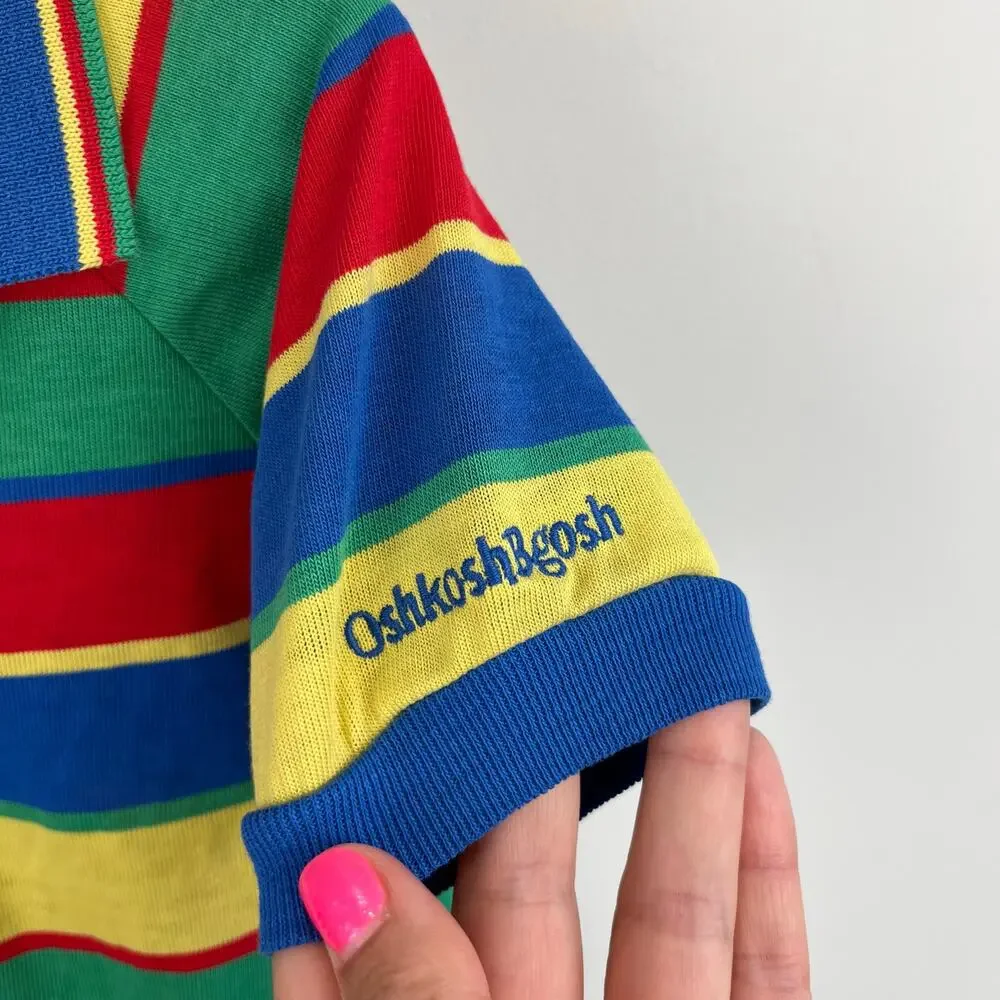 Vintage OshKosh B'gosh Colorful Striped Polo Shirt 6 USA